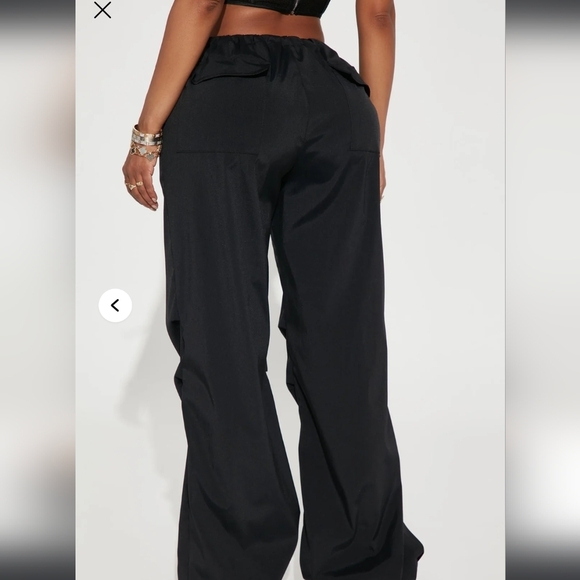 Fashion Nova,Black Drawstring Parachute Pants,Size M - Picture 4 of 4